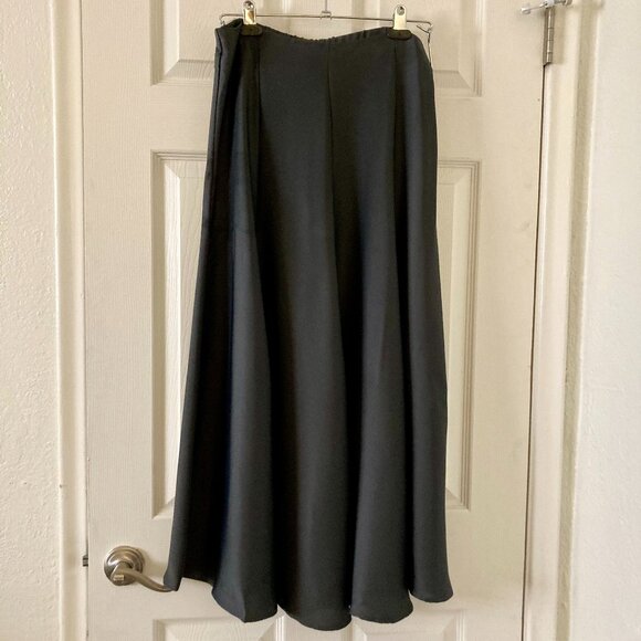 NWOT, SZ M, Matte Satin A-Line Midi Skirt, Charcoal Gray - Picture 2 of 4